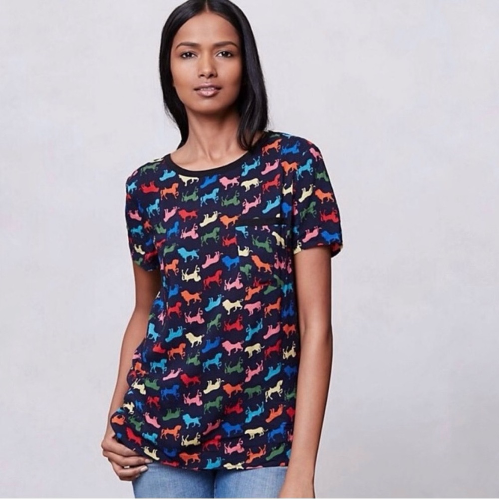 Anthropologie Maeve Animal Printmaker top.